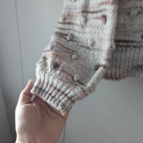 LOFT Multicolor Rainbow Stripe Bobble Knit Mock Neck Sweater - Size L - Picture 7 of 9